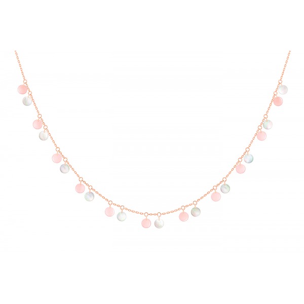 Collier La Brune & La Blonde 22 Opale Rose & Nacre Blanche Or Rose