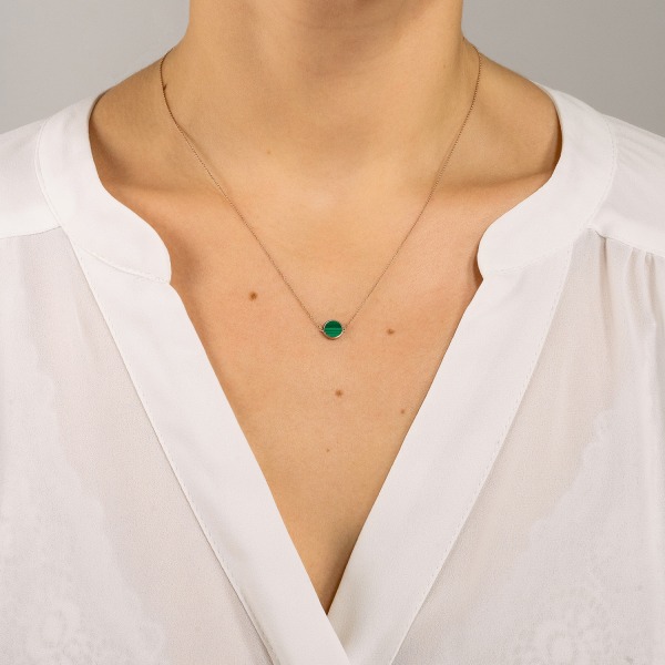 Collier Ginette NY MINI EVER MALACHITE DISC NECKLACE