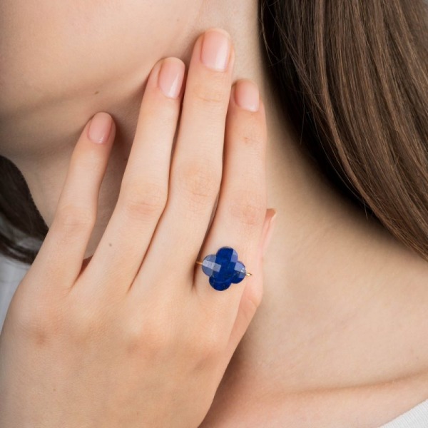 Bague Morganne Bello Trèfle Lapis Lazuli Or Jaune