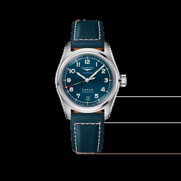 Montre Longines Spirit Automatique 37 mm cadran bleu bracelet cuir