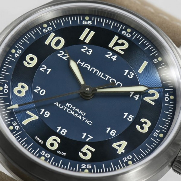 Montre Hamilton Khaki Field Titanium Auto cadran Bleu 42 mm