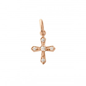 Pendentif gigi CLOZEAU Pendentif Croix vintage Or Rose & Diamants