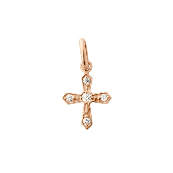 Pendentif gigi CLOZEAU Pendentif Croix vintage Or Rose & Diamants
