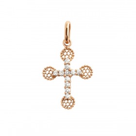 Pendentif gigi CLOZEAU Pendentif Petite Croix Dentelle Or Rose & Diamants