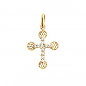 Pendentif gigi CLOZEAU Pendentif Petite Croix Dentelle Or Jaune & Diamants