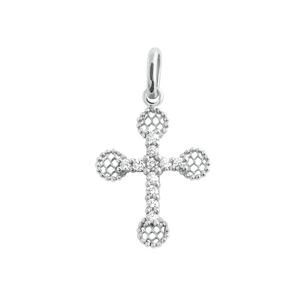 Pendentif gigi CLOZEAU Pendentif Petite Croix Dentelle Or Blanc & Diamants