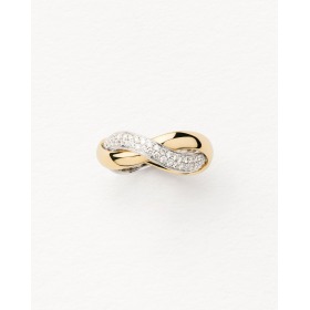 Bague Poiray Tresse Or Jaune & Or Blanc Pavée Diamants