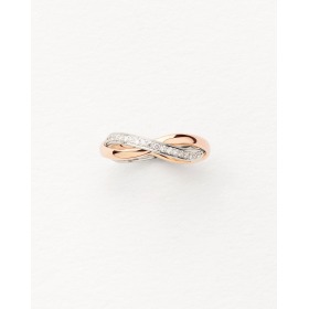 Bague Poiray Tresse Or Rose & Or Blanc Pavée Diamants