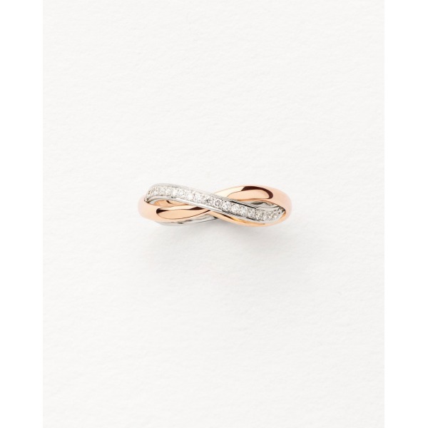 Bague Poiray Tresse Or Rose & Or Blanc Pavée Diamants