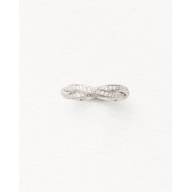 Bague Poiray Tresse Or Blanc Pavée Diamants