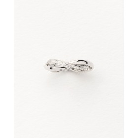 Bague Poiray Tresse Or Blanc Pavée Diamants