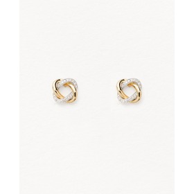 Boucles d'Oreilles Poiray Tresse Or Jaune & Or Blanc Pavée Diamants