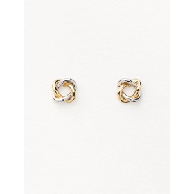 Boucles d'Oreilles Poiray Tresse Or Jaune & Or Blanc