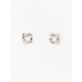 Boucles d'Oreilles Poiray Tresse Or Blanc Pavée Diamants