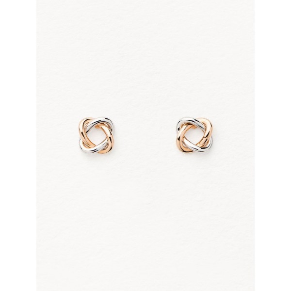 Boucles d'Oreilles Poiray Tresse Or Rose & Or Blanc