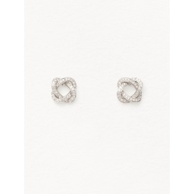Boucles d'Oreilles Poiray Tresse Or Blanc Pavée Diamants