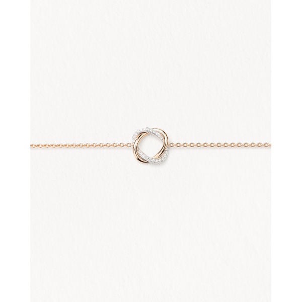 Bracelet Poiray Tresse Or Rose & Or Blanc Pavé Diamants