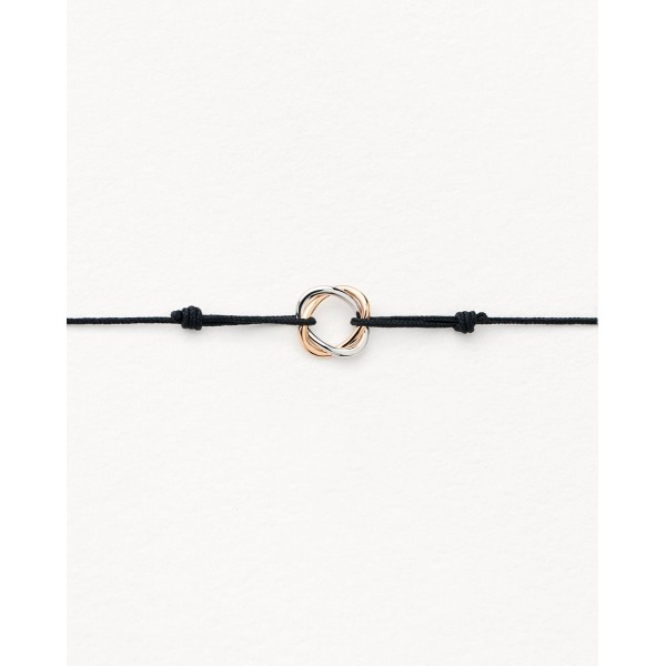 Bracelet Poiray Tresse Or Rose & Or Blanc sur Cordon