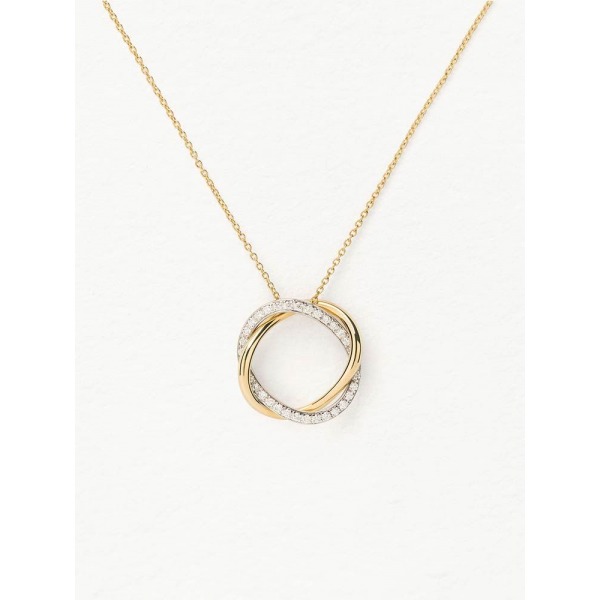 Collier Poiray Tresse Or Jaune & Or Blanc Pavé Diamants