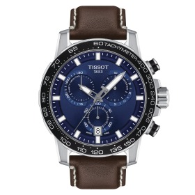 Montre Tissot Supersport Chrono Cadran Bleu Bracelet Cuir