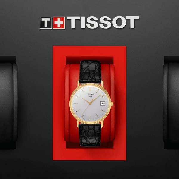 Montre Tissot Goldrun Hesalite 18K Gold Bracelet Cuir