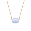 Collier Morganne Bello Or Jaune Coussin Agate Bleue Dentelle