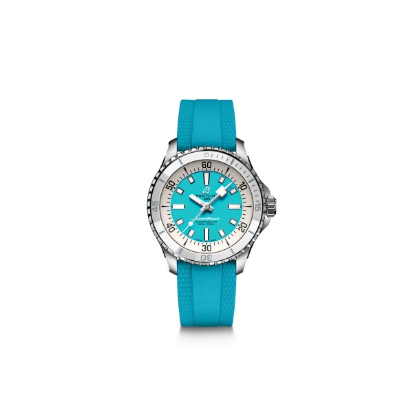 Montre Breitling Superocean Automatic 36 Cadran Turquoise Bracelet Caoutchouc