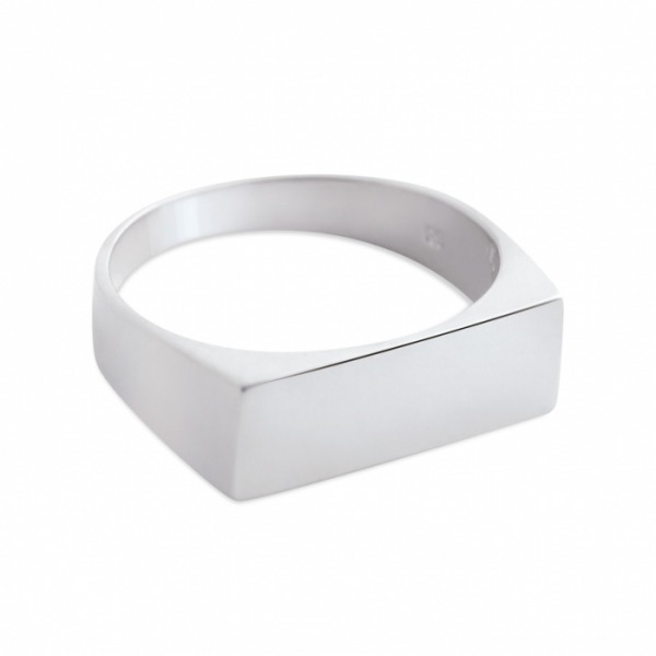 Bague Ginette NY BAGUETTE SIGNET RING Or Blanc