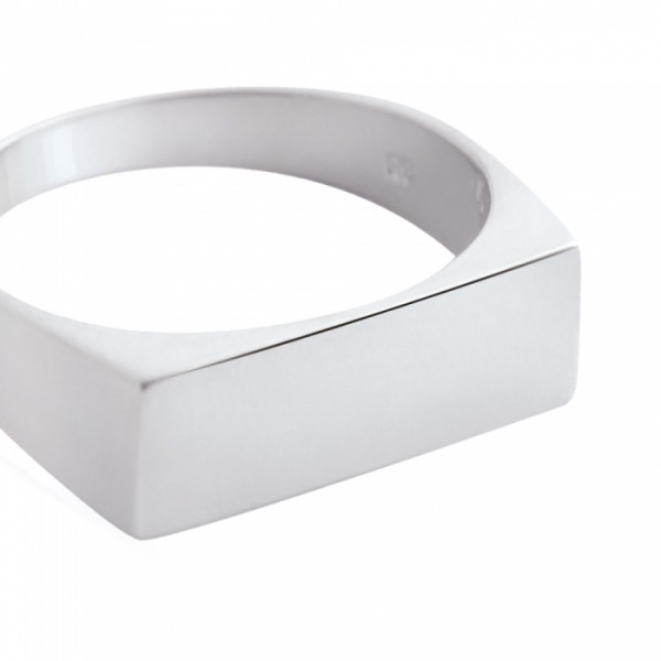 Bague Ginette NY BAGUETTE SIGNET RING Or Blanc