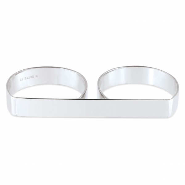 Bague Ginette NY DOUBLE RING BAGUETTE Or Blanc