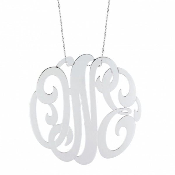 Collier Ginette NY LACE MONOGRAM "ONE" Or Blanc