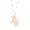 Collier Ginette NY LITTLE UNICORN & BEAD ON CHAIN Or Rose