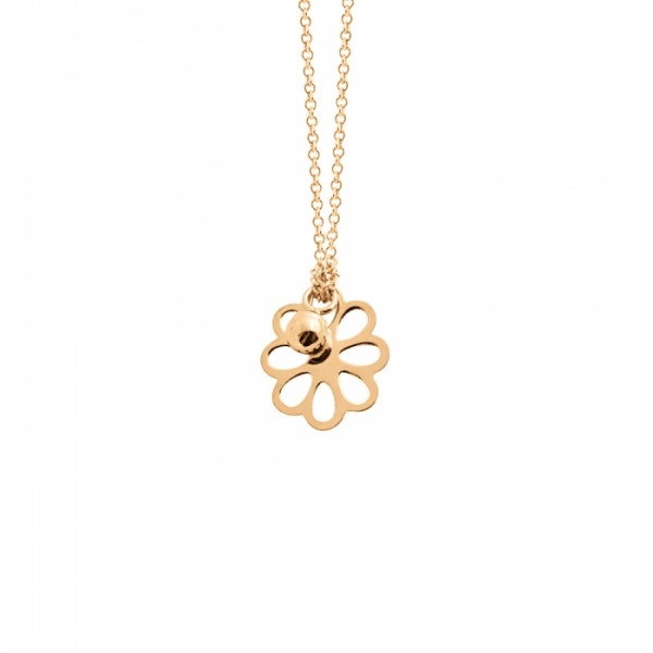 Collier Ginette NY LITTLE FLOWER & BEAD ON CHAIN Or Rose
