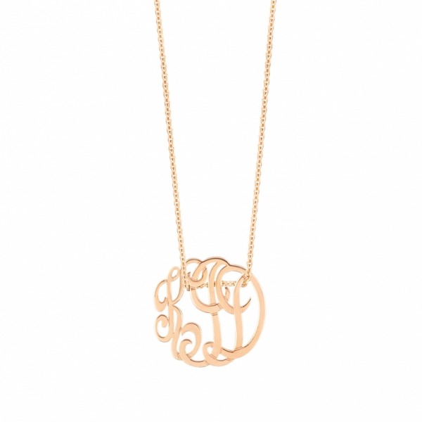 Collier Ginette NY LITTLE LACE MONOGRAM "KID"ON CHAIN Or Rose