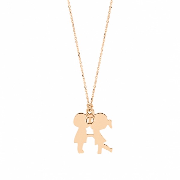 Collier Ginette NY LITTLE KISS WITH BEAD ON CHAIN Or Rose