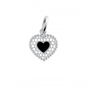 Pendentif gigi CLOZEAU Cœur Dentelle résine noire, or blanc