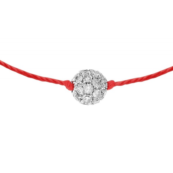 Bracelet Redline POMPON Diamants 0.19 ct or blanc cordon rouge