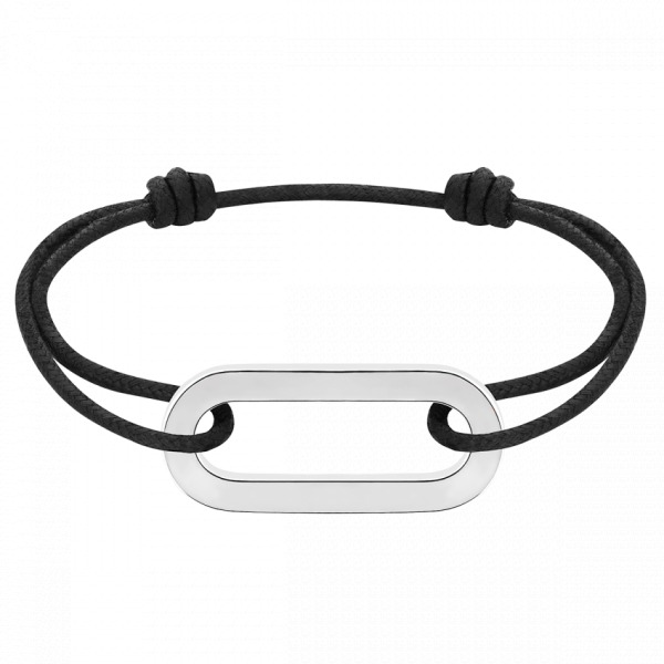 Bracelet sur cordon Maillon XL Or Blanc