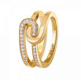 Bague Maillon Star petit modèle or jaune et diamants
