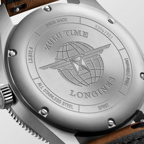 Montre Longines Spirit Zulu Time Automatique 42mm cadran Anthracite bracelet cuir