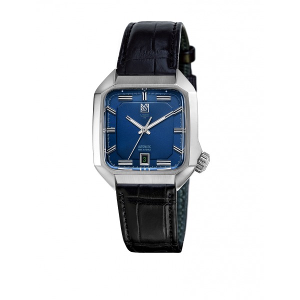 Montre MARCH LA.B AM2 Automatique 39 mm Navy Bracelet en alligator noir