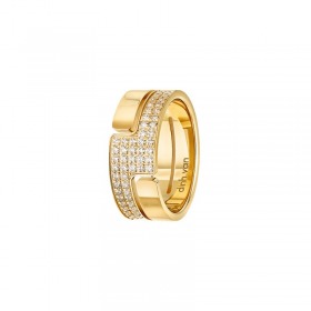 Bague Seventies moyen modèle or jaune et diamants