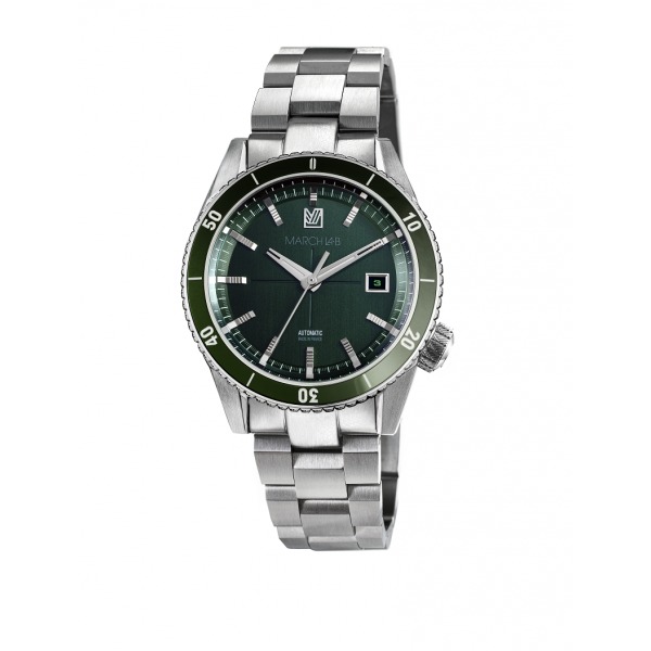 Montre MARCH LA.B Bonzer Automatique Cadran Double Green Bracelet Acier