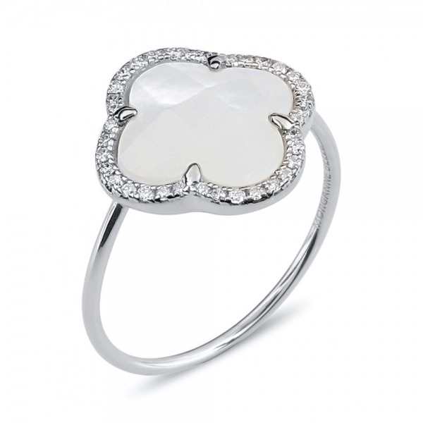 Bague Morganne Bello VICTORIA DIAMANTS NACRE BLANCHE + DIAMANTS OR BLANC