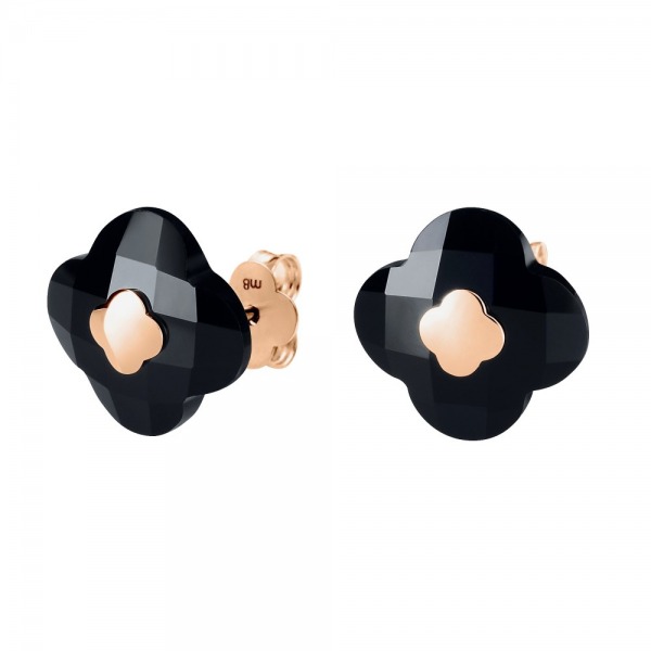 PUCES D'OREILLES Morganne Bello VICTORIA OR ROSE ONYX