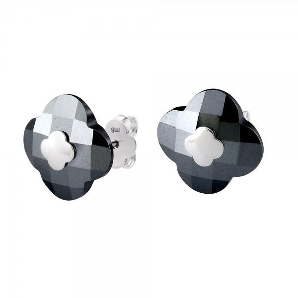 PUCES D'OREILLES Morganne Bello VICTORIAOR BLANC HEMATITE