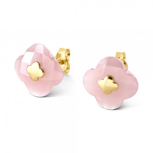 PUCES D'OREILLES Morganne Bello VICTORIA OR JAUNE QUARTZ GUAVA