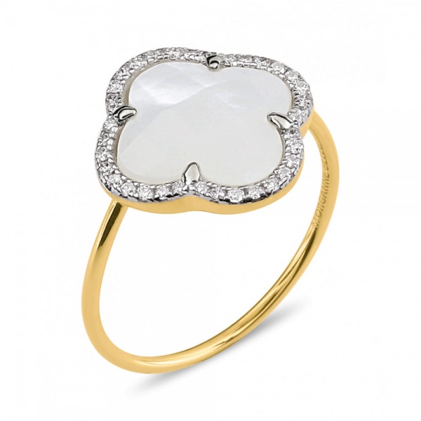 Bague Morganne Bello VICTORIA DIAMANTS NACRE BLANCHE + DIAMANTS OR JAUNE