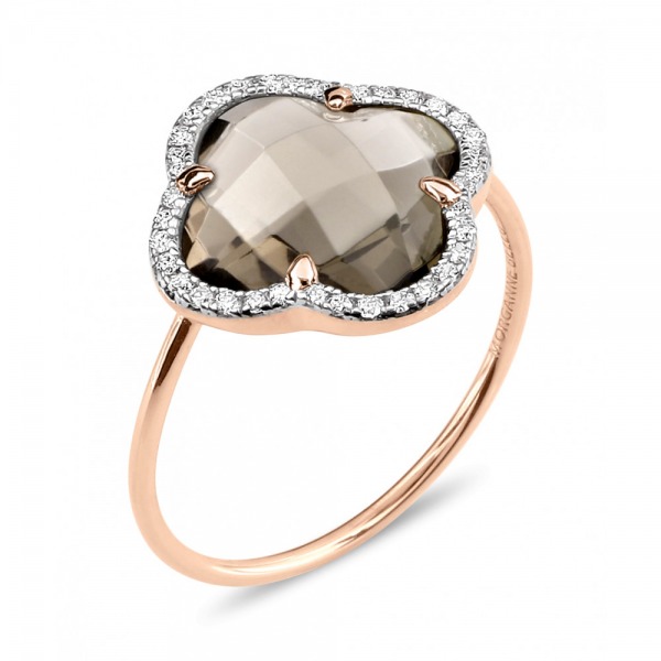 Bague Morganne Bello VICTORIA DIAMANTS QUARTZ FUME + DIAMANTS OR ROSE