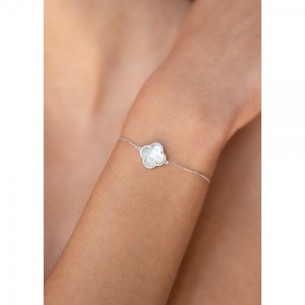 Bracelet Morganne Bello VICTORIA DIAMANTS NACRE BLANCHE + DIAMANTS OR BLANC